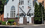 In de –leegstaande– Portland Korean Church in Portland (Oregon) werd brand gesticht. beeld Wikimedia