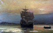 Mayflower in Plymouth Harbor,” by William Halsall, 1882 at Pilgrim Hall Museum, Plymouth, Massachusetts, USA