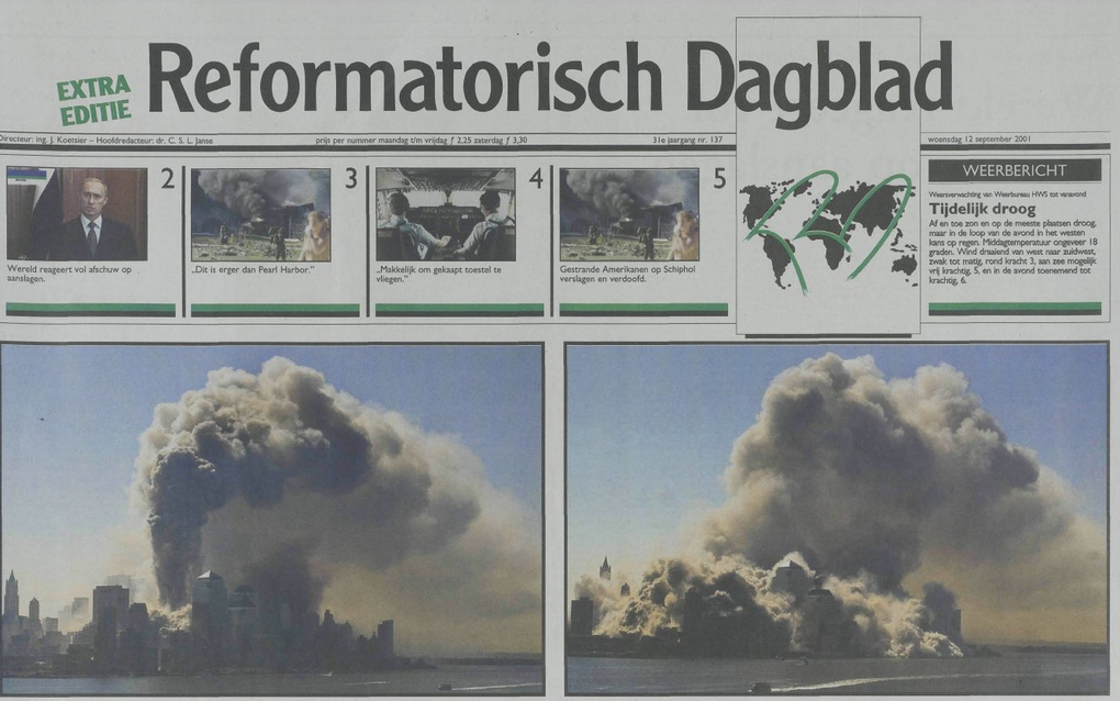 De voorpagina van de extra editie van 12 september 2001. beeld RD