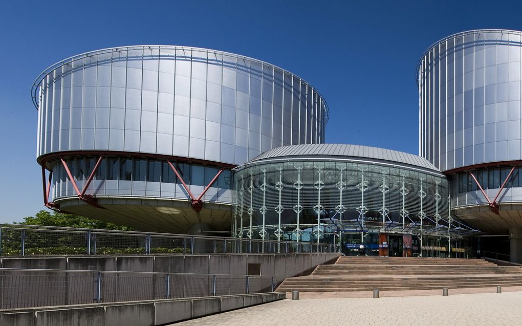 Gebouw, trappen ervoor, groen eromheen.