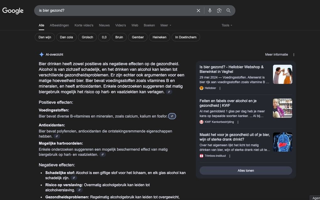 Hoe kom ik van dat AI-symbooltje op Google af?