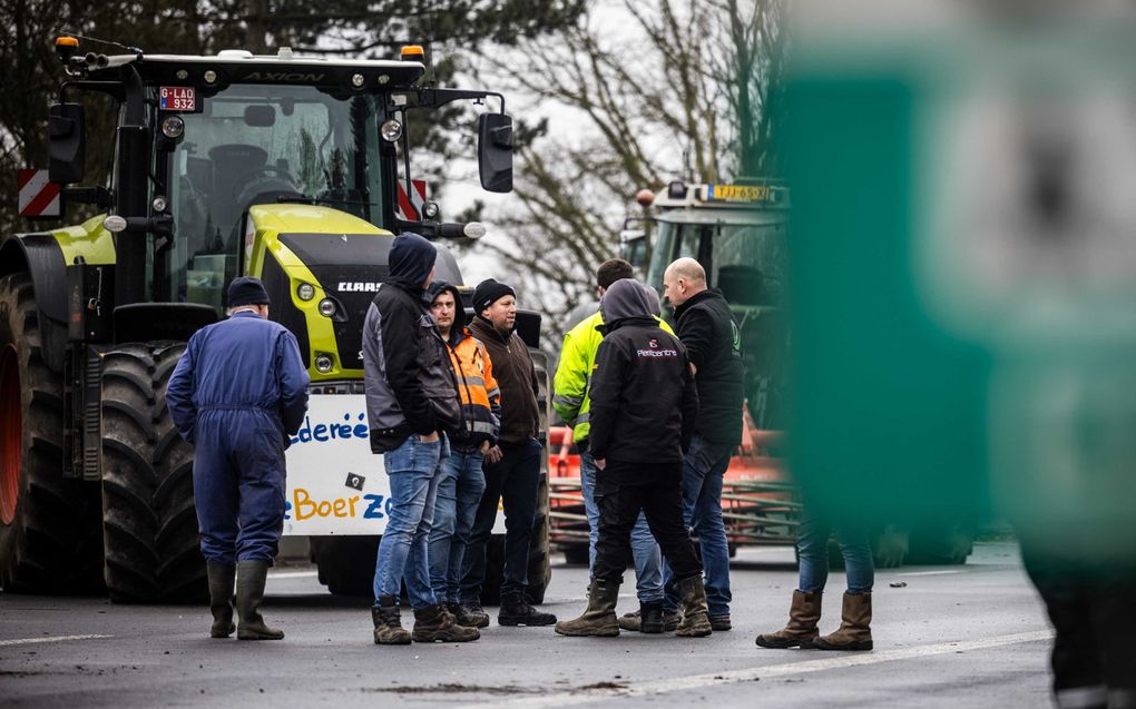 Belgische boeren tijdens een eerdere blokkade van de grensovergang met Belgie. ANP ROB ENGELAAR