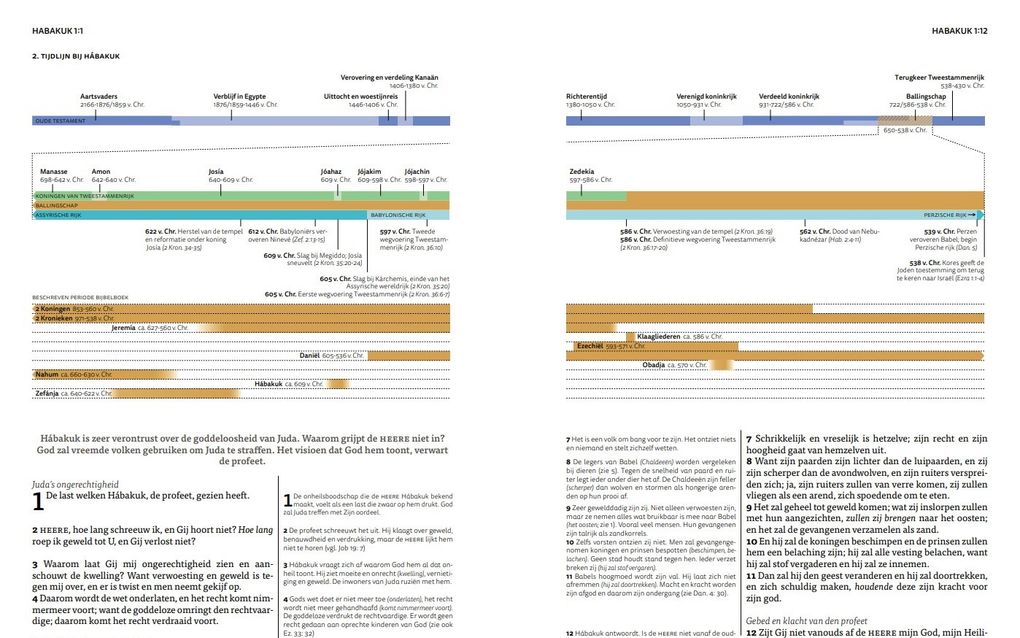 Een eerste concept van een mogelijke pagina van de gereviseerde Bijbel met uitleg. beeld Bijbel met uitleg