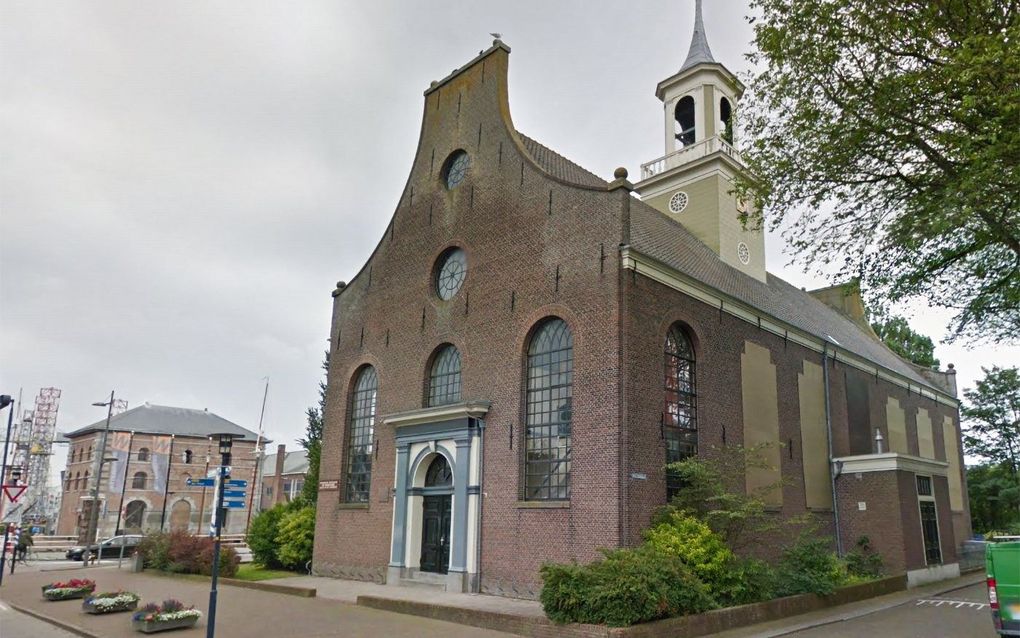 De Nieuwe Kerk in Den Helder. Links op de achtergrond de Weststraat. beeld Google