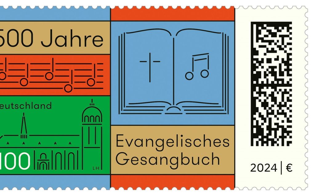 In Duitsland is een postzegel verschenen in verband met 500 jaar gezangenboeken. beeld Bundesministerium der Finanzen