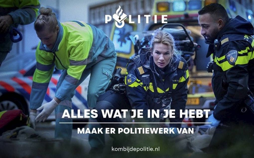 De politie zoekt in zeven jaar tijd 17.000 nieuwe agenten. Beeld van de wervingscampagne.  beeld politie