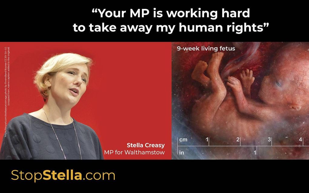 De Britse politica Stalla Creasy zag zichzelf terug op antiabortusbillboards. beeld stopstella.com