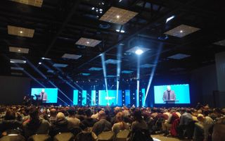 Tim Keller als spreker op de nationale conferentie van The Gospel Coalition in 2019 in Indianapolis. beeld RD