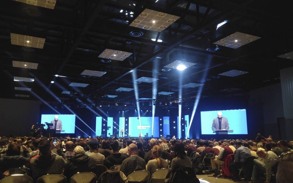 De Amerikaanse predikant Tim Keller sprak maandag op de nationale conferentie van The Gospel Coalition in Indianapolis. beeld RD