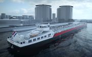 Artistieke impressie van de tanker waarvan Concordia Damen er de komende jaren veertig gaat bouwen.  beeld Concordia Damen