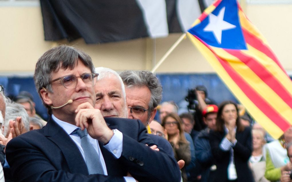 Carles Puigdemont, eerder dit jaar tijdens een bijeenkomst in het kader van regionale verkiezingen. beeld AFP, Mathieu Rondel