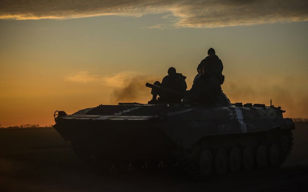 Oekraiënes soldaten aan het front in de regio Cherson. beeld EPA, Hannibal Hanschke