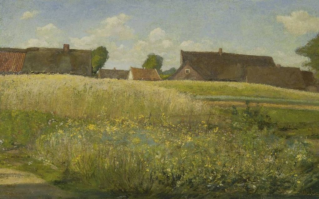 ”Boerderijen langs het korenveld”, Leo Gestel. beeld Nederlands Steendrukmuseum