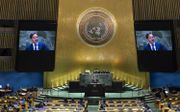 Demissionair premier Mark Rutte sprak in september de Algemene Vergadering van de VN toe. beeld EPA, Justin Lane