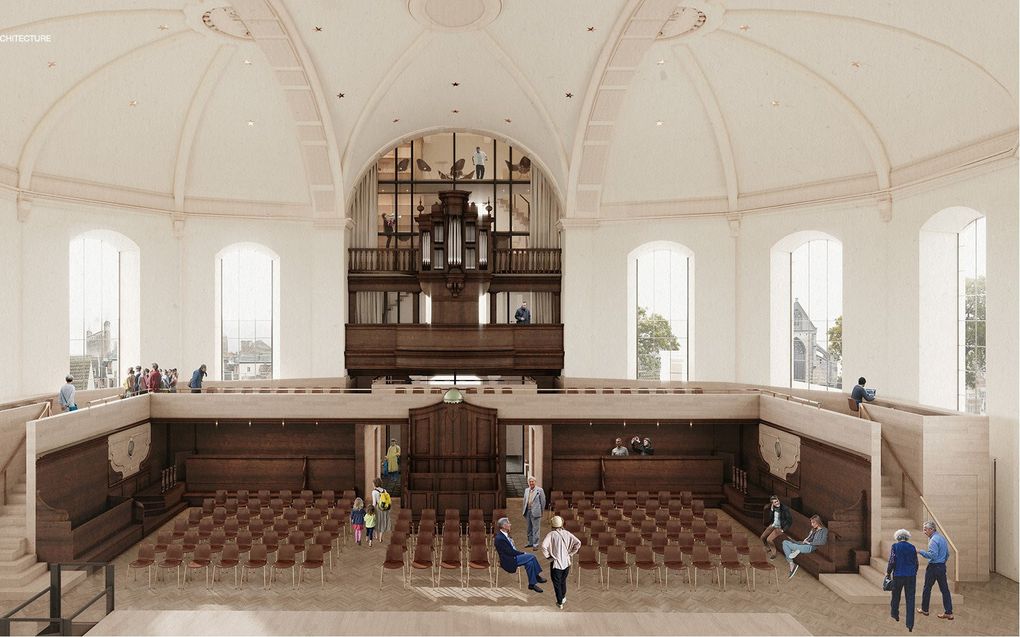 Ontwerp kerkzaal Waalse kerk. beeld Stichting Waalse kerk Maastricht