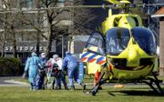 Een coronapatiënt is met de traumahelikopter overgevlogen naar de ic van het Tjonger-schansziekenhuis in Heerenveen. beeld ANP, Camjo Media