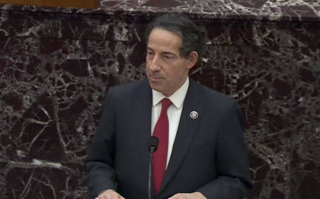 Jamie Raskin, dinsdag in het Amerikaanse Congres. beeld EPA, Senaat VS