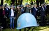 Militairen en veteranen stonden vrijdag op het Malieveld in Den Haag stil bij 75 jaar vredeshandhaving van de Verenigde Naties. beeld ANP, Robin van Lonkhuijsen