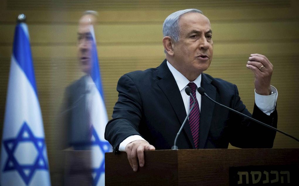 De Israëlische premier Benjamin Netanyahu, woensdag in de Knesset in Jeruzalem. beeld AFP, Yonathan Sindel