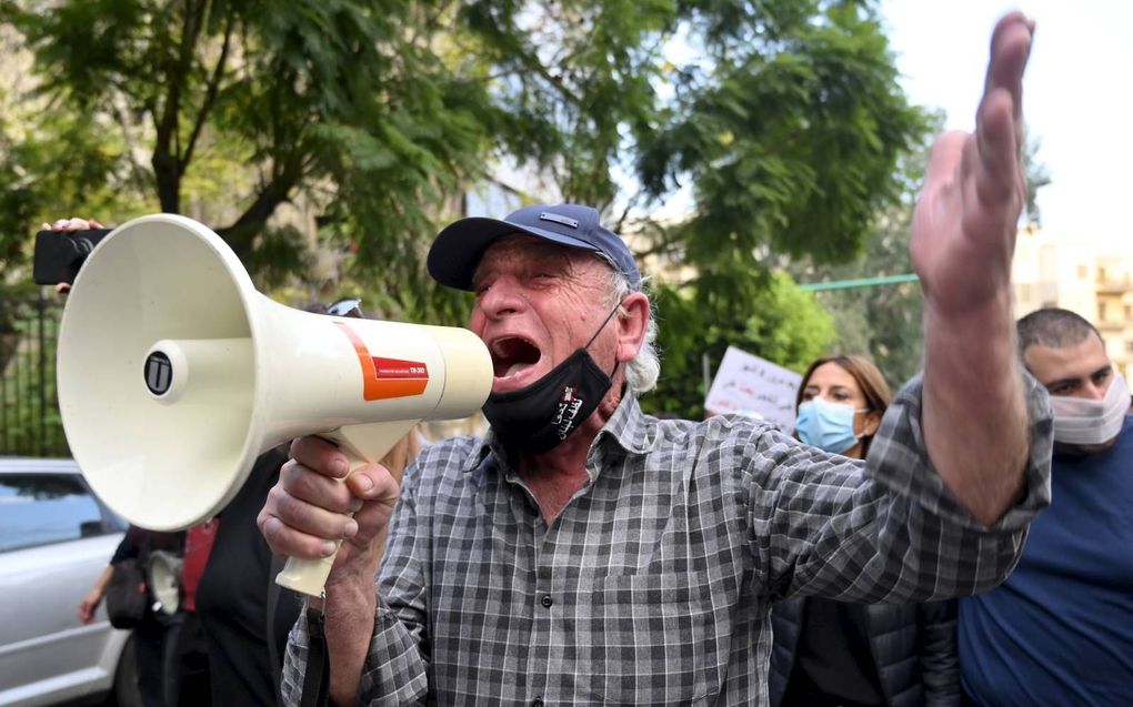 Antiregeringsprotest in Beiroet. beeld EPA, Wael Hamzeh