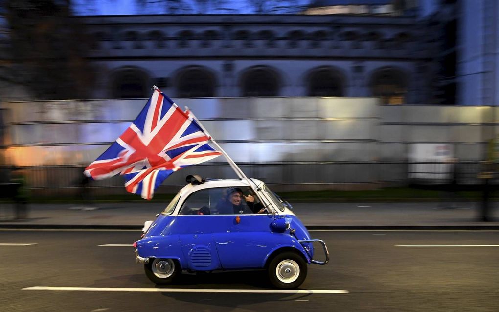 Een deel van de Britten viert op 31 januari dat ze geen lid meer zijn van de Europese Unie. De overgangsperiode gaat in, deze duurt tot 31 december 2020. beeld AFP, Daniel Leal-Olivas