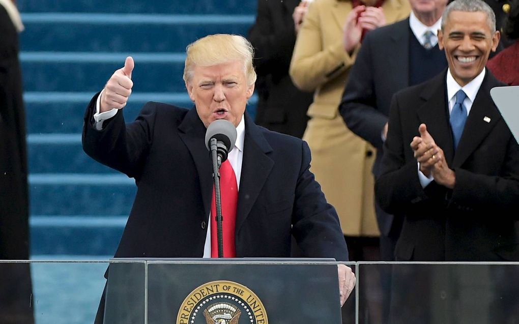 Trump als spreker bij de inauguratie in januari 2017. Beeld AFP, Mandel Ngan