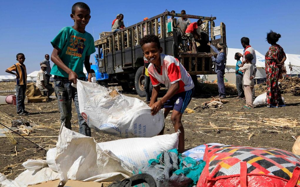 Aankomst van nieuwe vluchtelingen uit de Ethiopische regio Tigray in kamp Tenedba, in het oosten van Sudan, eerder deze maand. beeld AFP, Ashraf Shazly