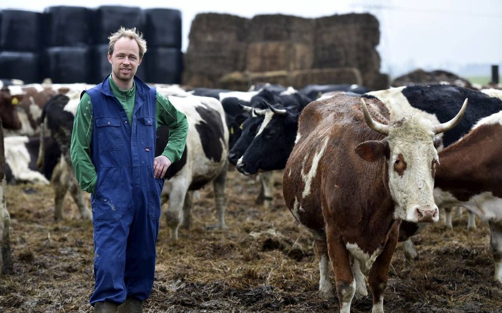 Jaring Brunia uit het Friese Raerd kan biologisch boeren omdat hij grond pacht via het initiatief Aardpeer.  beeld Marchje Andringa