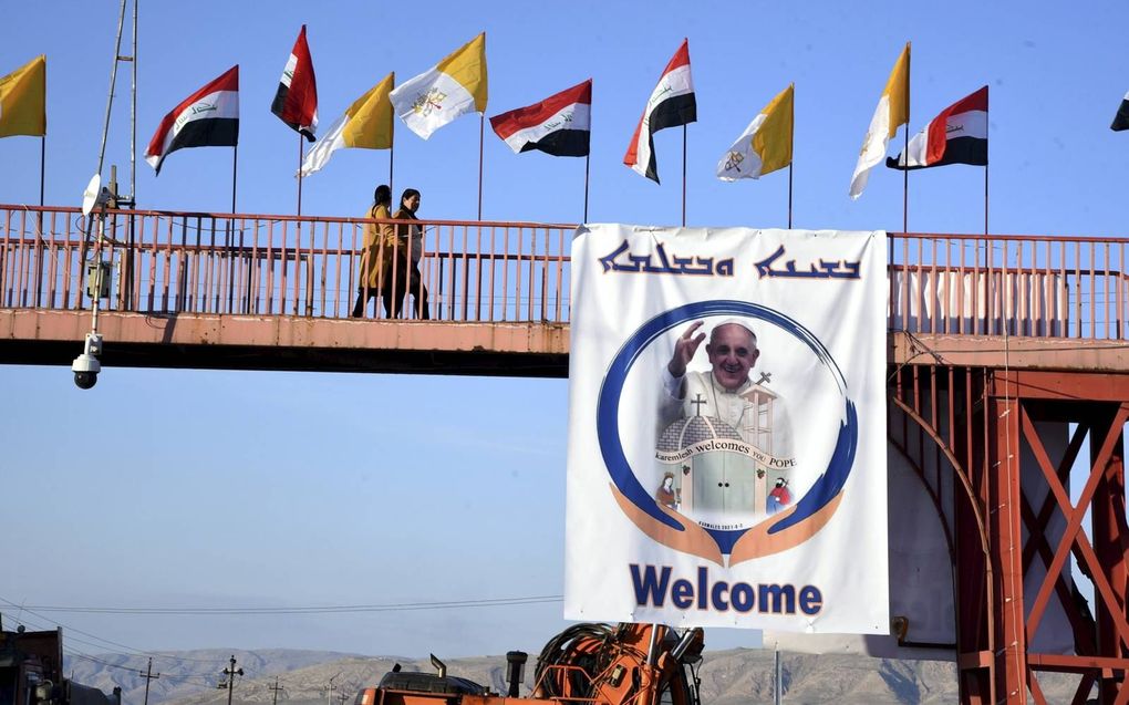 Irak maakt zich op voor een bezoek van paus Franciscus aan het door geweld verscheurd geraakte land. beeld EPA, Ammar Salih