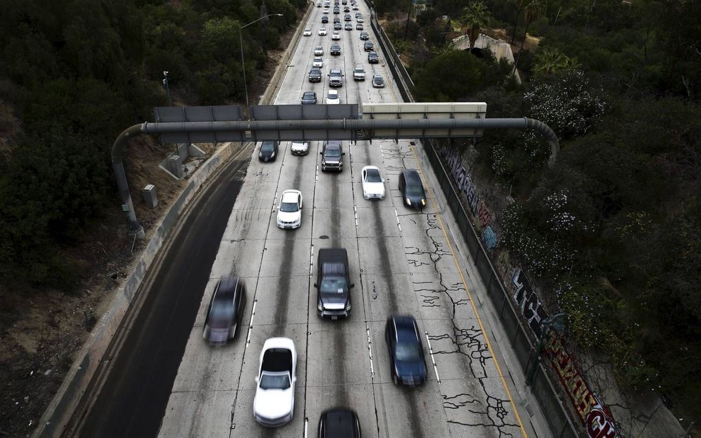 Grote delen van het wegennet in de Verenigde Staten zijn er belabberd aan toe. Foto: de 110 Freeway richting het centrum van Los Angeles. beeld AFP, Mario Tama