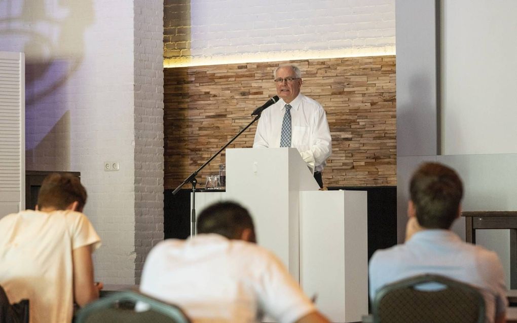 De Gereformeerde Bond hield dinsdag in Putten een ontmoetingsdag voor studenten theologie. Een van de sprekers was prof. dr. F. G. Immink. beeld André Dorst