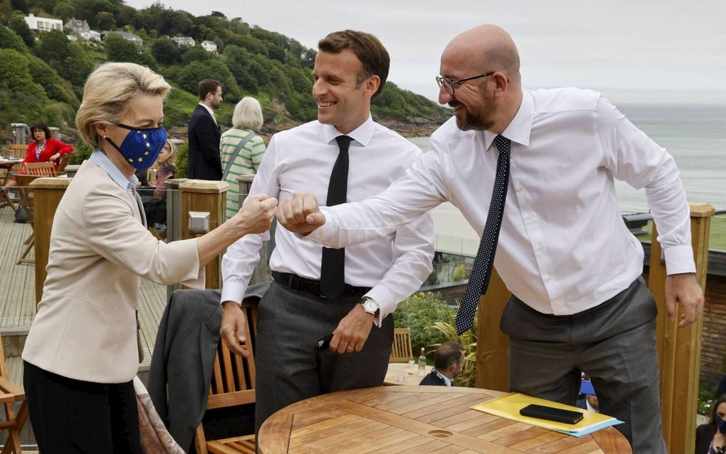 EU-leiders samen op de G7-top. beeld AFP, Ludovic Marin