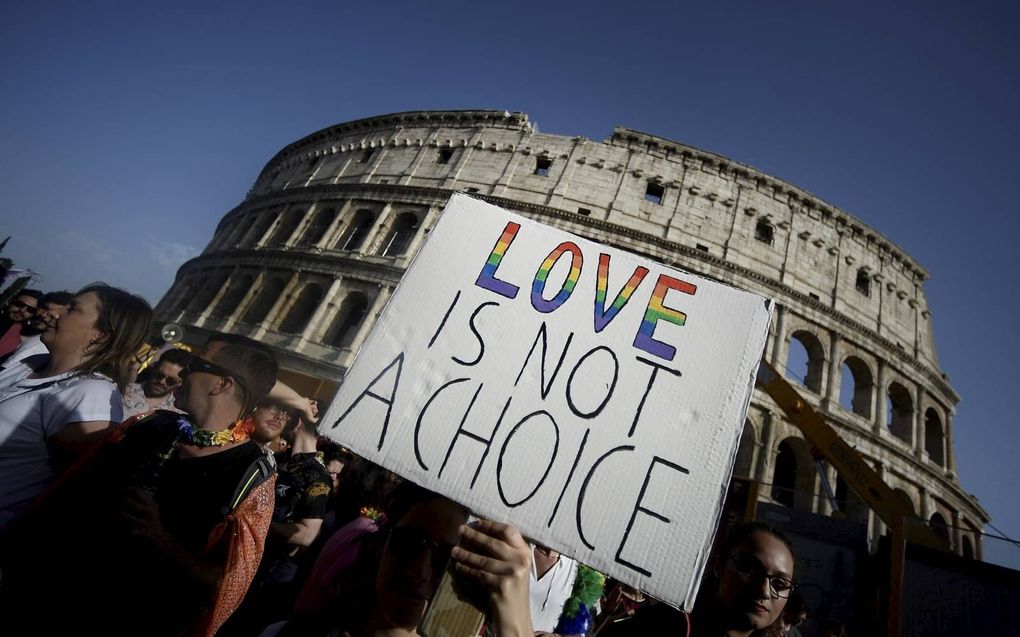 In Italië ligt een wetsvoorstel voor dat discriminerend gedrag op grond van geslacht, seksuele geaardheid of genderidentiteit strafbaar moet stellen. Foto: gay pride in de Italiaanse hoofdstad Rome, juni 2019. beeld AFP, Filippo Monteforte