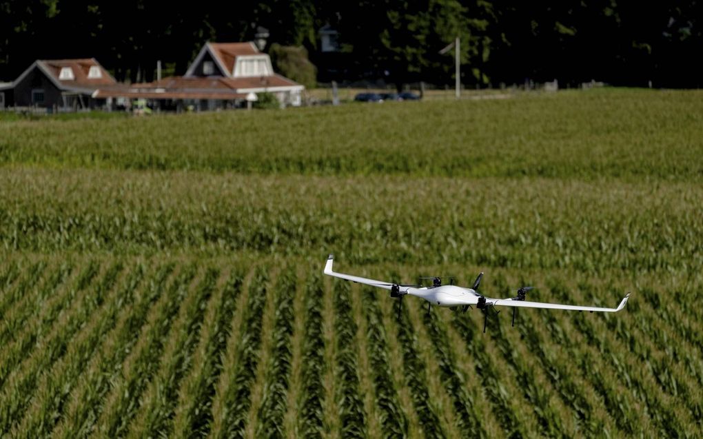 Het Veluws Bosbrandweer Comité test de inzet van de Avy Aera, een langeafstandsdrone, in Otterlo om bosbranden op te sporen. De drone is uitgerust met een infrarood- en RGB-camera. beeld ANP, Sander Koning