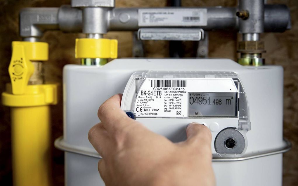 Gasmeter in een meterkast. Klanten van Gezinsenergie hoeven niet bang te zijn dat ze geen energie meer geleverd krijgen, nu het bedrijf op zoek moet naar een nieuwe toeleverancier. beeld ANP, Koen van Weel