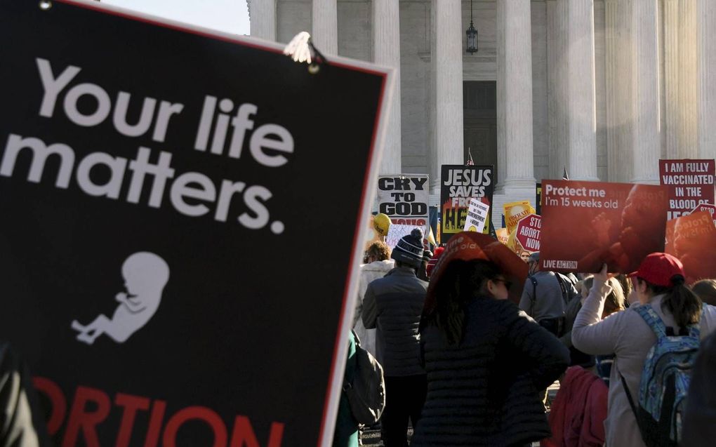 Pro-life-betoger in Washington, woensdag. beeld AFP, Olivier Douliery