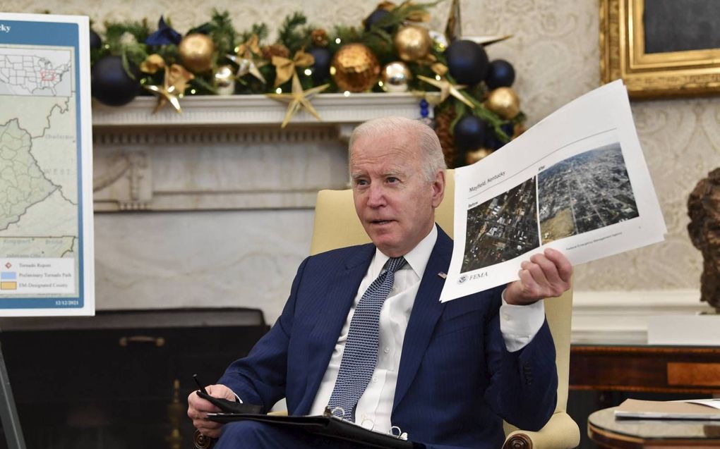 Biden wil woensdag naar Kentucky. beeld AFP, Nicholas Kamm