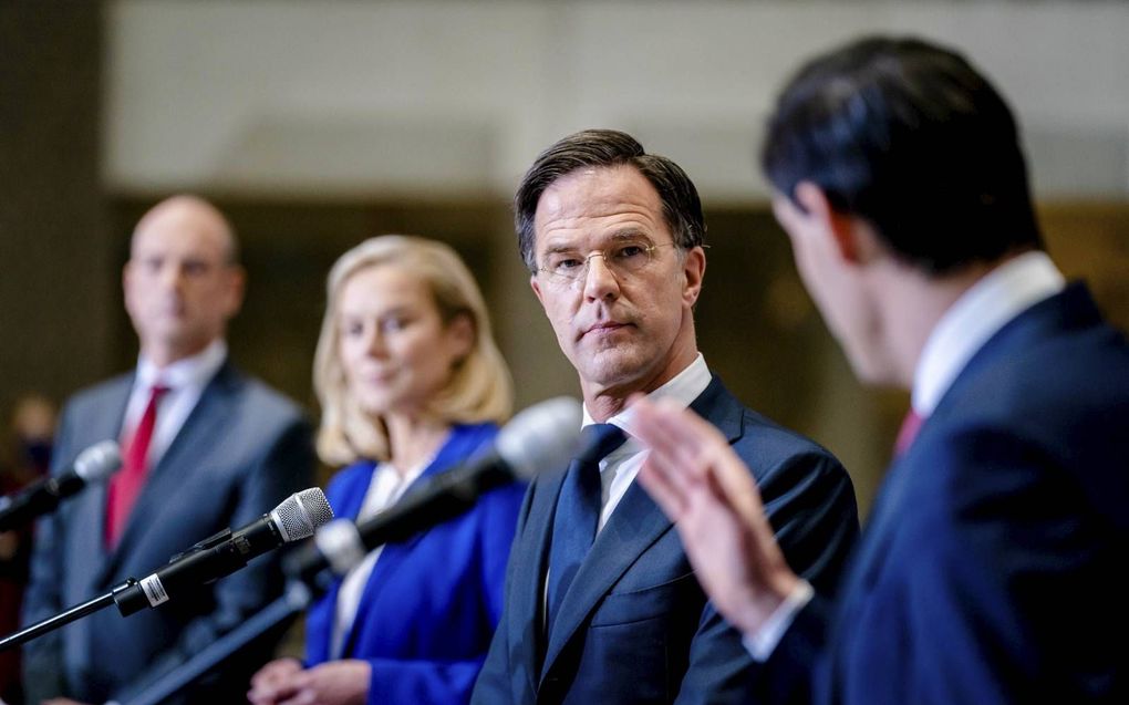 Segers, Kaag, Rutte en Hoekstra; beeld  ANP, Bart Maat