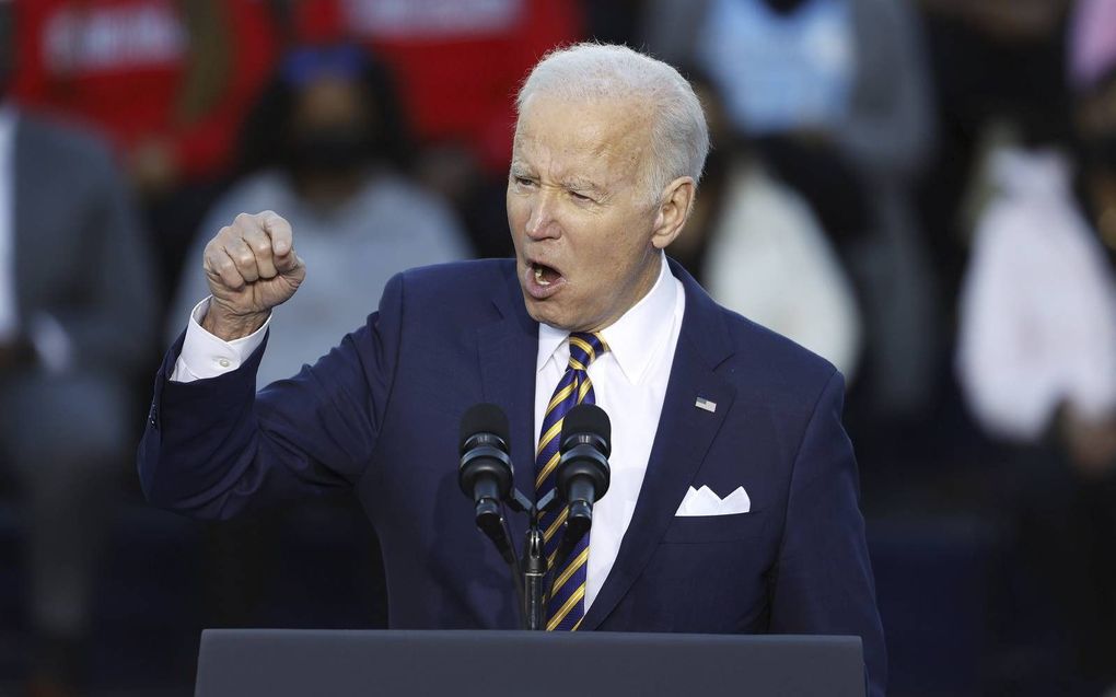 De Amerikaanse president Joe Biden tijdens zijn speech over democratische rechten in Atlanta, dinsdag. beeld EPA, Erik S. Lesser