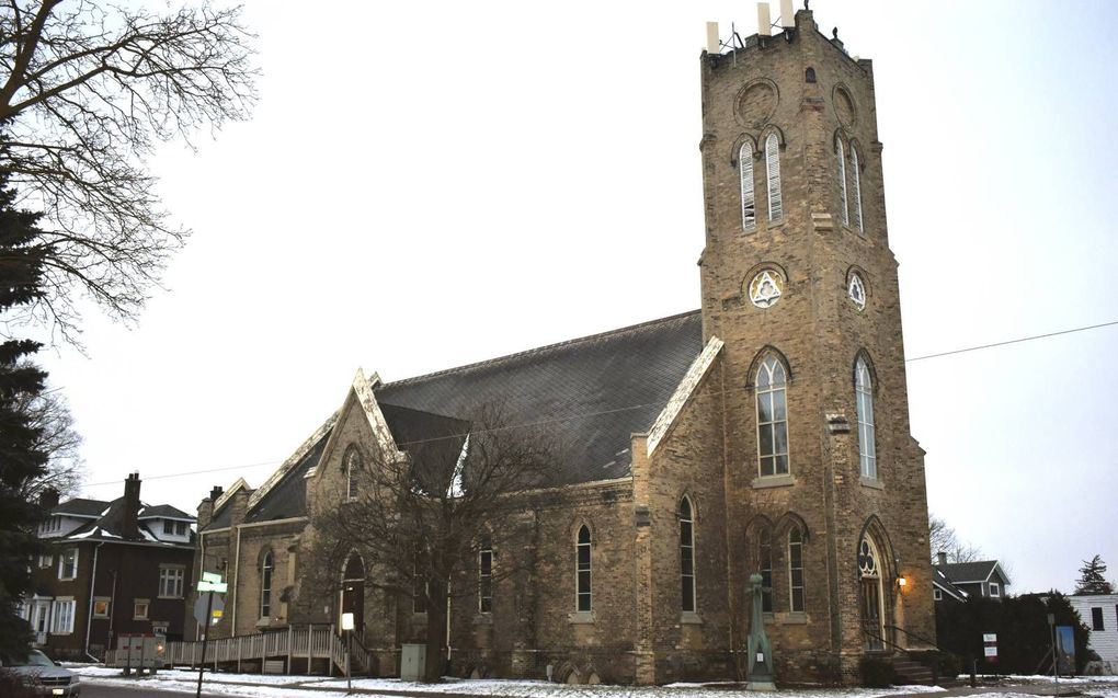 De kerk in het Canadese Ingersoll. Het gebouw bergt ook een mediacentrum van de creationistische organisatie Answers in Genesis.  beeld Meine Veldman