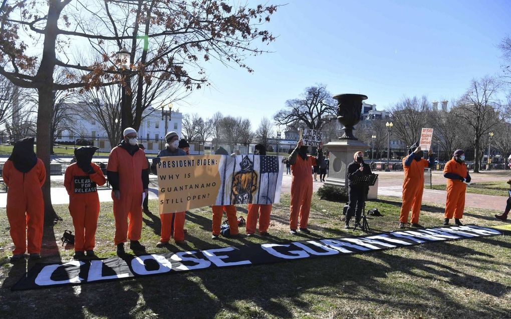 Betoging voor sluiting Guantanamo. beeld AFP, Nicholas Kamm