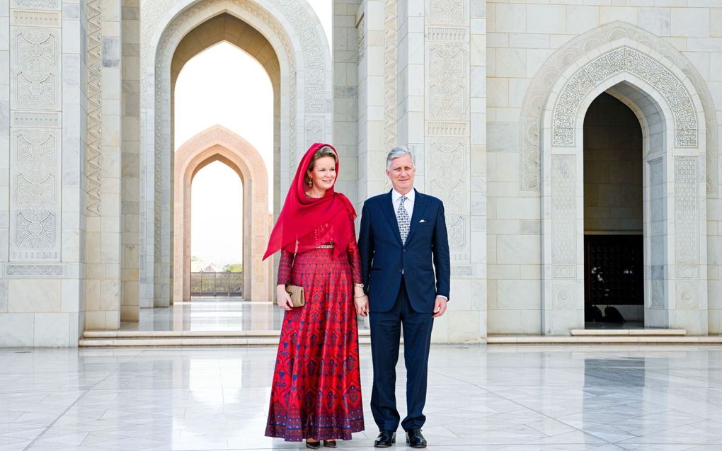 Koning Filip en koningin Mathilde vorige week in Oman. beeld Agencepeps, F. Andrieu