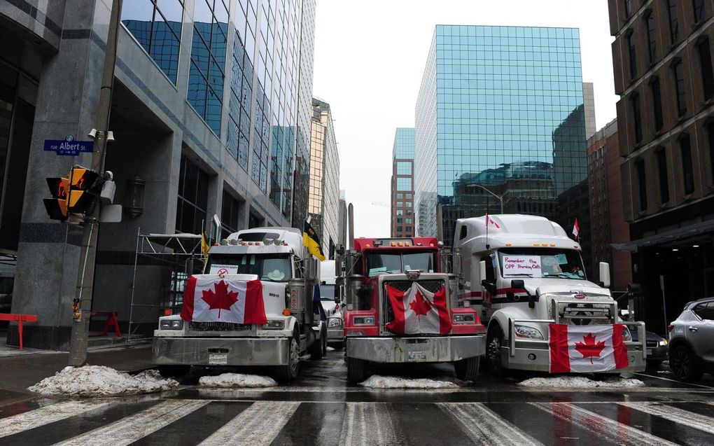 Truckersprotest in Canada. beeld EPA, Kadri Mohamed