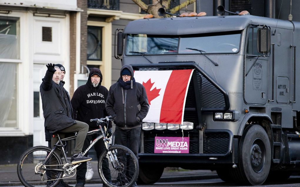 Protest in Den Haag, in navolging van andere vrijheidskonvooien naar Canadees voorbeeld. beeld ANP, Sem van der Wal