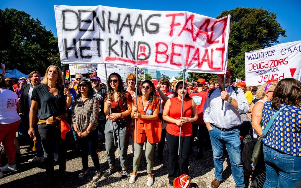 Protest tegen problemen in de jeugdzorg. beeld ANP, Sem van der Wal