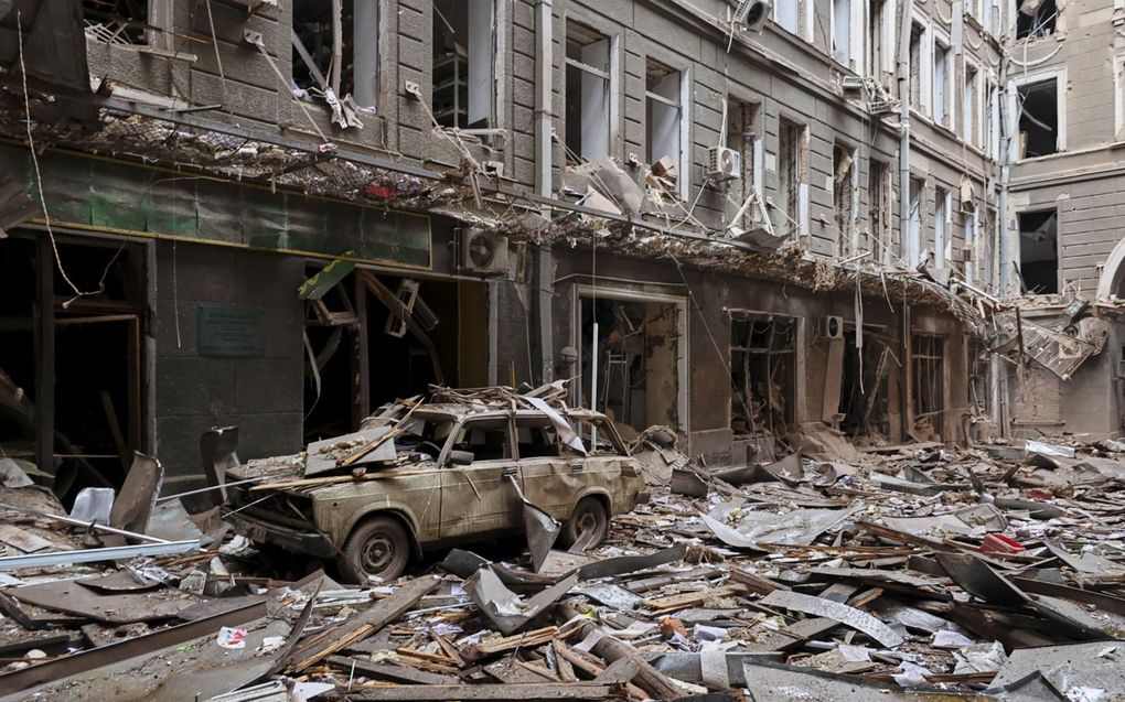 Charkiv na een Russische aanval. beeld EPA, Sergey Kozlov