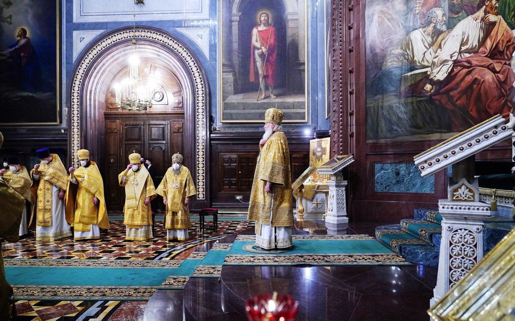 De Russisch-orthodoxe patriarch Kirill (m.). beeld AFP, Igor Palkin