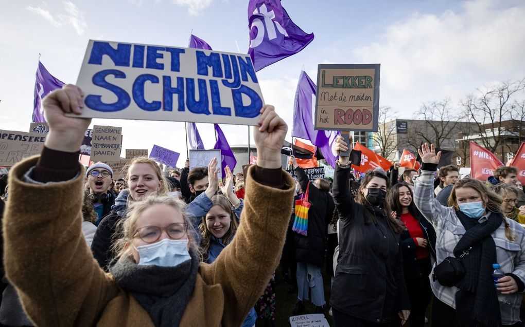 Studentenprotest in Amsterdam.  beeld ANP, Bart Maat