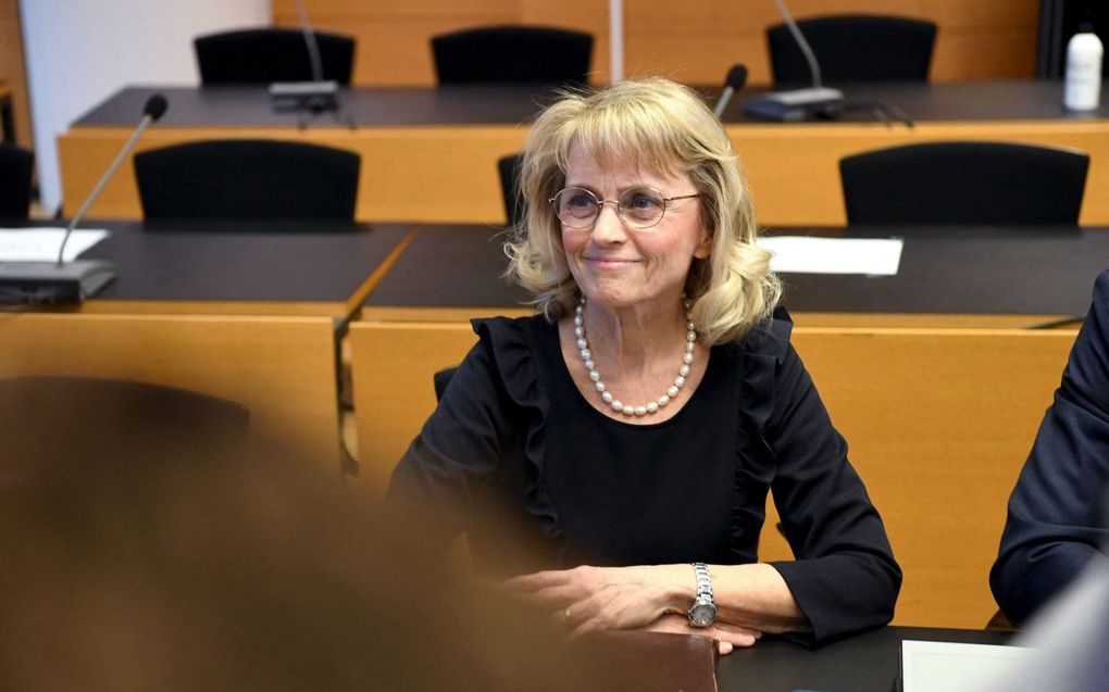 Räsänen tijdens een rechtszitting in de rechtbank van Helsinki in Helsinki, Finland op 24 januari 2022. beeld AFP, Antti Aimo-Koivisto, Lehtikuva.