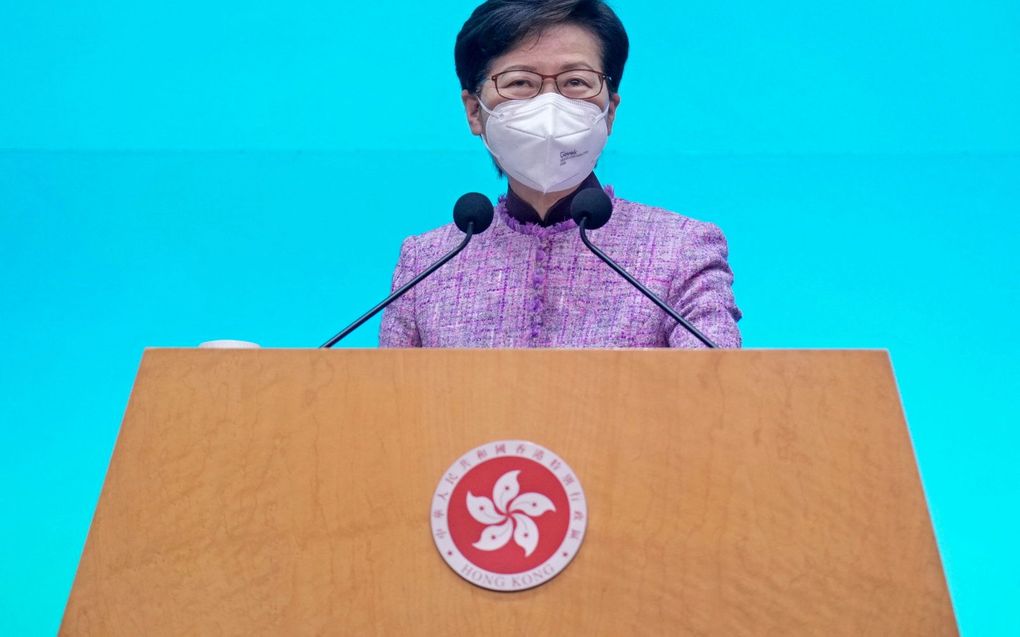 Carrie Lam. beeld AFP, Vincent Yu